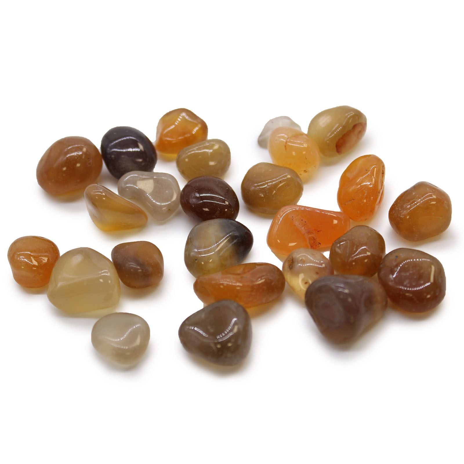Sachet de 24 petites pierres roulées africaines – Cornaline Agate – Mozambique